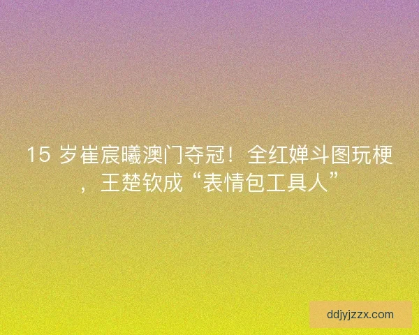 15 岁崔宸曦澳门夺冠！全红婵斗图玩梗，王楚钦成 “表情包工具人”